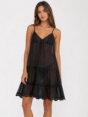Ramy Brook Maia Sheer Mini Dress in Black
